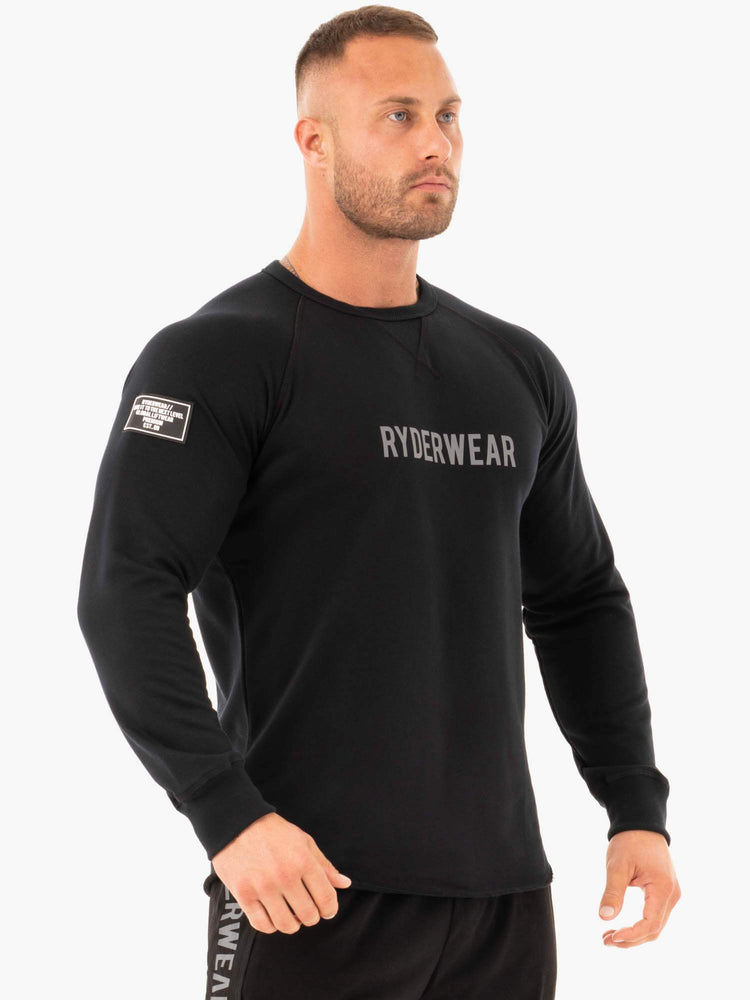 Chandails Ryderwear Athletic Crew Neck Noir Homme | MMH-55675646