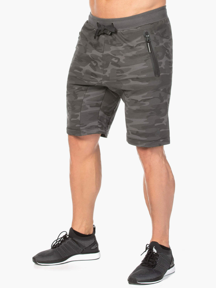 Shorts Ryderwear Camo Fleece Piste Noir Homme | XUT-21899735