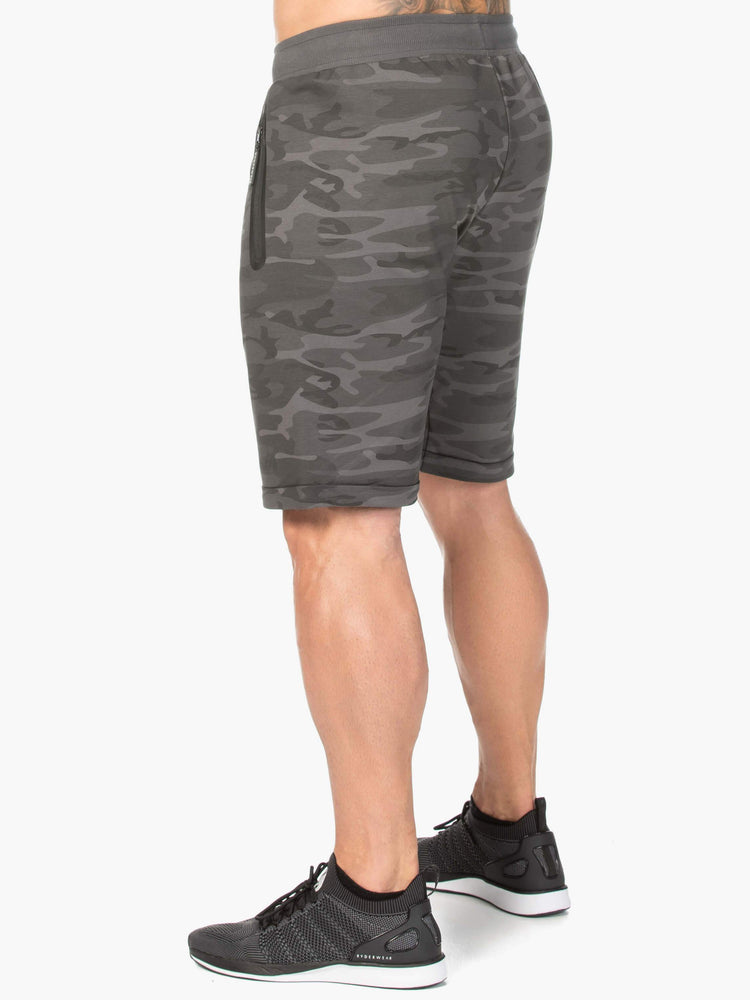 Shorts Ryderwear Camo Fleece Piste Noir Homme | XUT-21899735