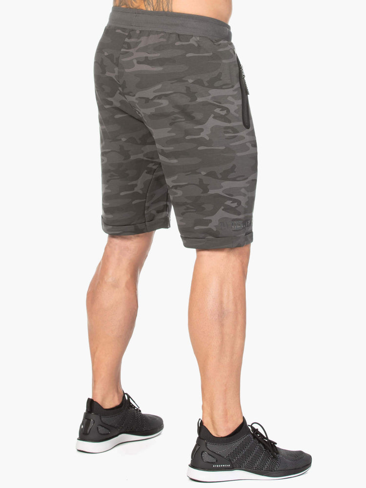 Shorts Ryderwear Camo Fleece Piste Noir Homme | XUT-21899735