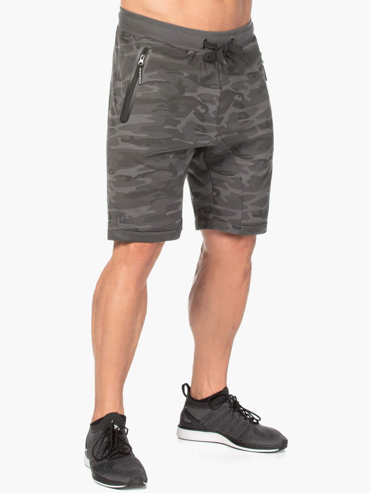 Shorts Ryderwear Camo Fleece Piste Noir Homme | XUT-21899735