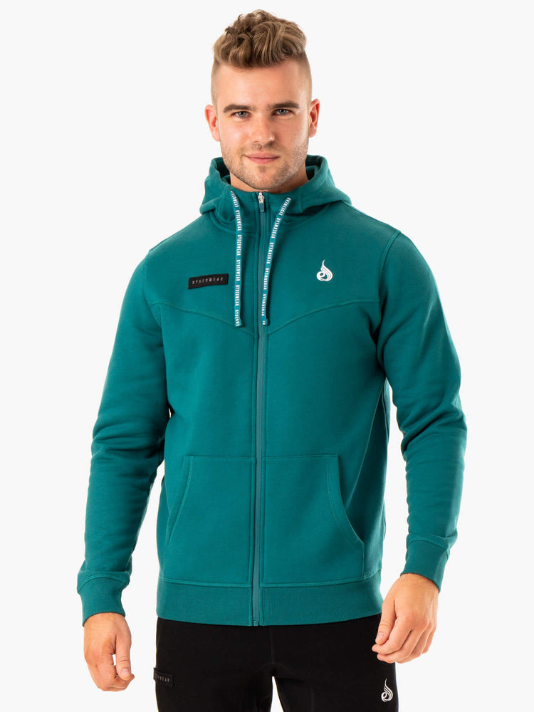 Sweat à Capuche Ryderwear Recharge Zip Up Turquoise Homme | PXN-90363240