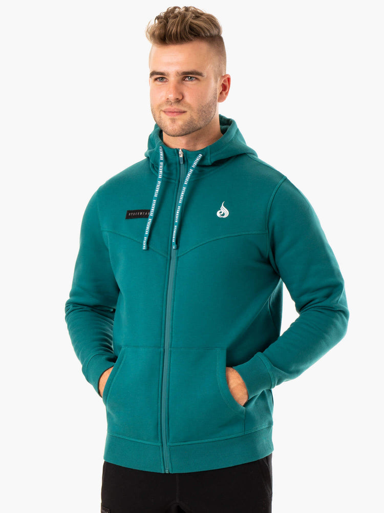 Sweat à Capuche Ryderwear Recharge Zip Up Turquoise Homme | PXN-90363240