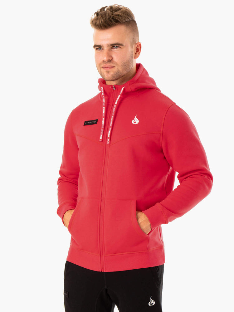 Sweat à Capuche Ryderwear Recharge Zip Up Rouge Homme | FJA-73443876