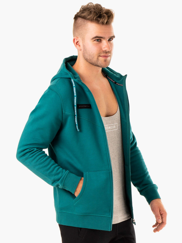 Sweat à Capuche Ryderwear Recharge Zip Up Turquoise Homme | PXN-90363240