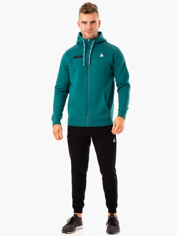 Sweat à Capuche Ryderwear Recharge Zip Up Turquoise Homme | PXN-90363240