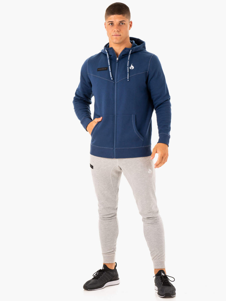 Sweat à Capuche Ryderwear Recharge Zip Up Bleu Homme | ASA-80472204