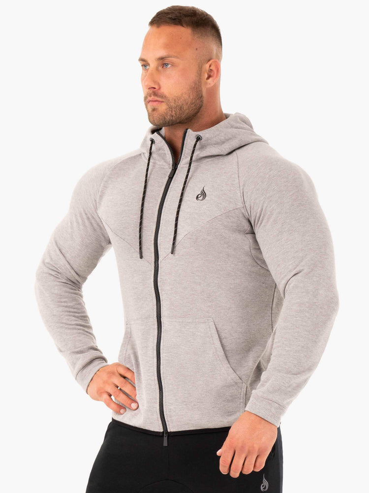 Sweat à Capuche Ryderwear Athletic Zip Up Grise Homme | SMG-05328649