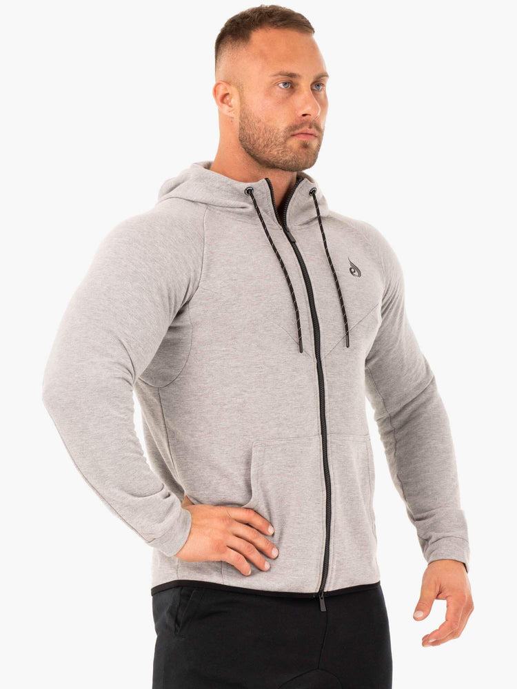 Sweat à Capuche Ryderwear Athletic Zip Up Grise Homme | SMG-05328649