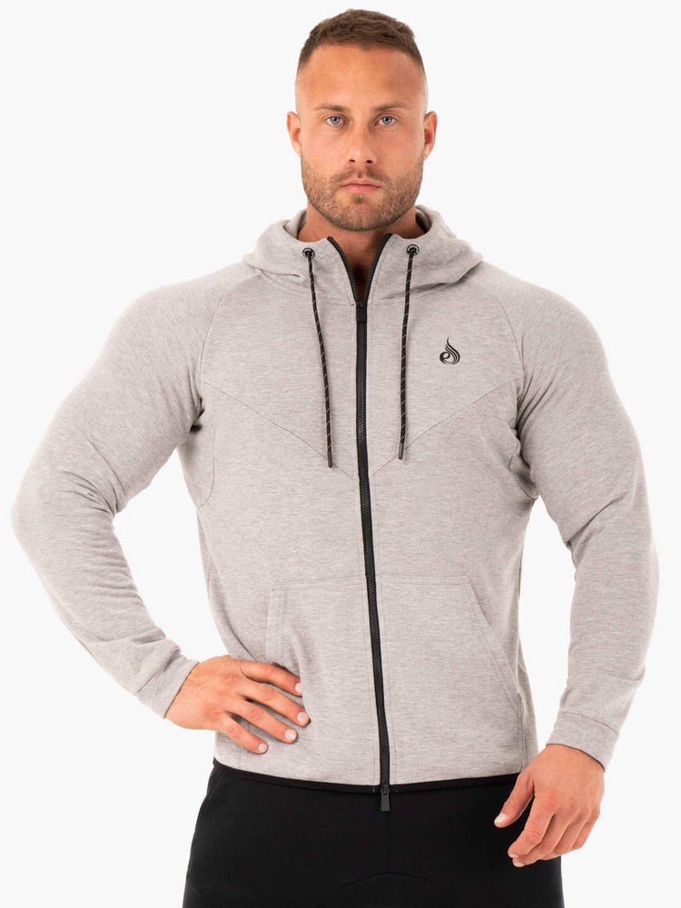 Sweat à Capuche Ryderwear Athletic Zip Up Grise Homme | SMG-05328649