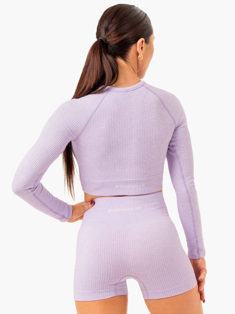 Hauts Ryderwear Rib Seamless Long Sleeve Lavande Femme | EBY-61054800